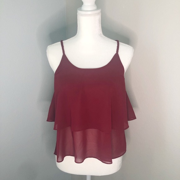 Red wine color tierd cami. - Picture 1 of 4